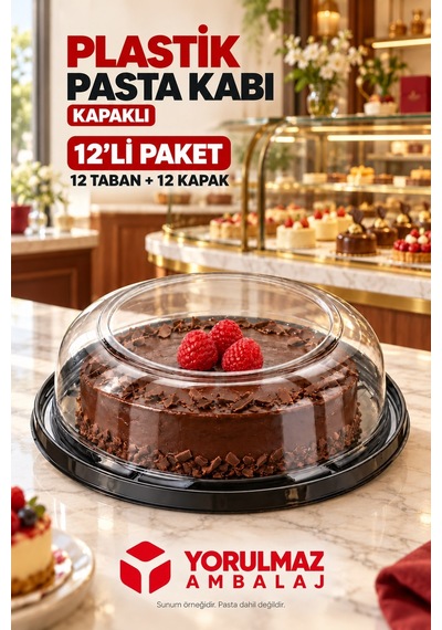 Şeffaf Pasta Kabı Ve Kapağı 12'li Dayanıklı, Şeffaf Ve Şık Sunum Çözümü 6 Lı Paket
