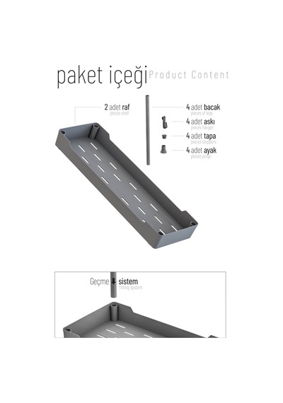 Beyaz 2 Katlı Düzenleyici Mutfak Ve Banyo Rafı 68264319
