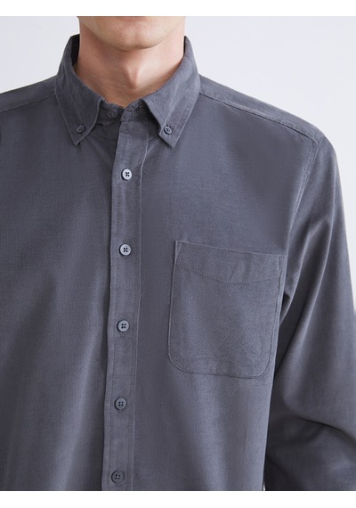 Lcwaıkıkı Classic Gri Regular Fit Uzun Kollu Kadife Erkek Gömlek