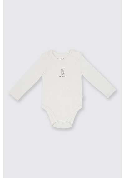 Panço Yenidoğan Desenli Ve Düz 2'li Ekru Body Set Krem