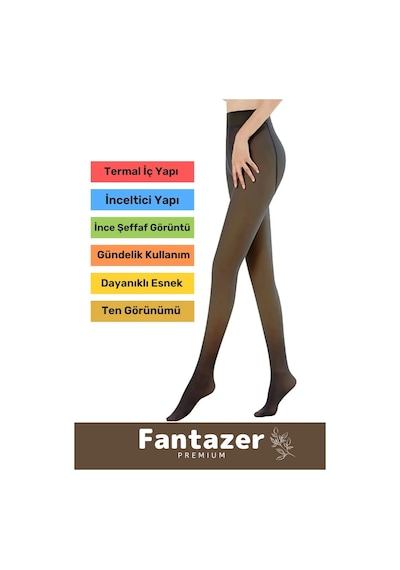Fantazer Kuasar Series Sıcak Tutan Ince Siyah Çorap Ten Görünümlü Termal Içli Peluş Polarlı Külotlu Çorap Siyah