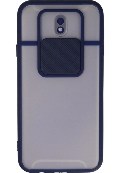 Cosmotex Newface Samsung Galaxy J7 Pro / J730 Kılıf Palm Buzlu Kamera Sürgülü Silikon - Lacivert