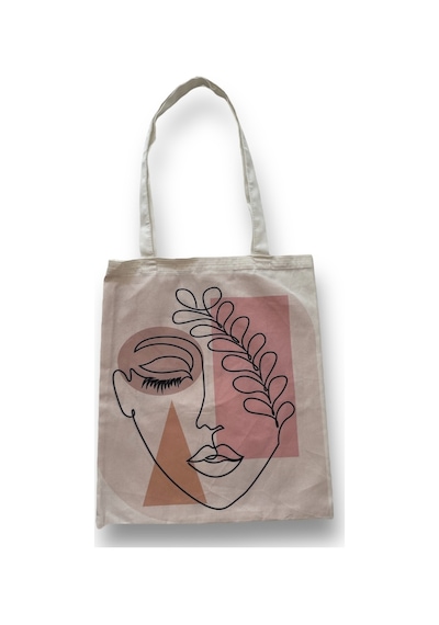 Toz Vintage Kanvas Yüz Desenli Çift Yön Desenli Bez Omuz Çanta Pembe