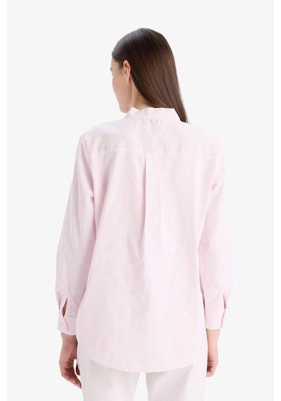 DeFacto Relax Fit Fiyonk Yaka Çizgili Simli Kumaş Uzun Kollu Gömlek Tunik E7976AX25SMPN441