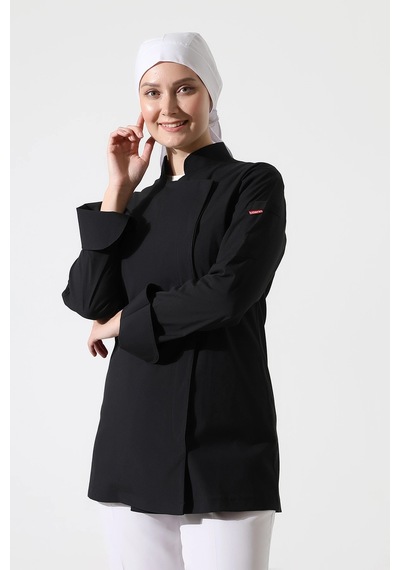 Kadın Likralı Aşçı Ceket - 6403 Siyah 6403 Siyah Soft