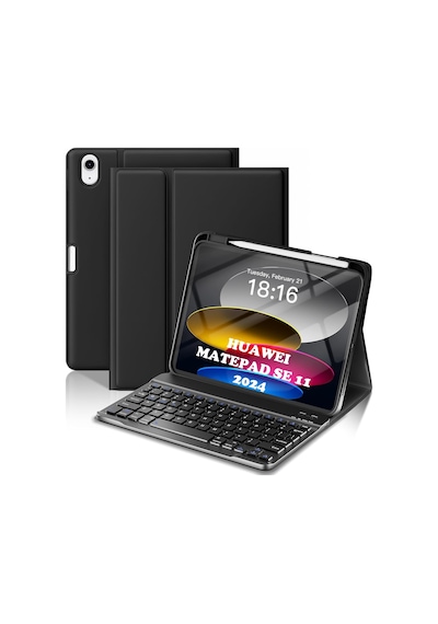 Huawei Matepad Se 11 Inç 2024 Klavyeli Kılıf Q Türkçe Kalem Bölmeli Bluetooth Özellik Standlı