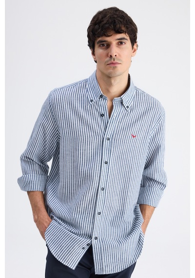 D'S Damat Ds Damat Comfort Lacivert Çizgili Gömlek 6hc02g816304m Çok Renkli