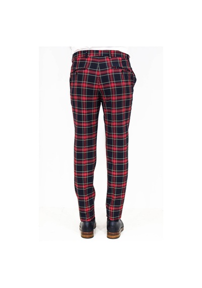 Wessi Ekose Desenli Slim Fit Lacivert Erkek Pantolon Lacivert
