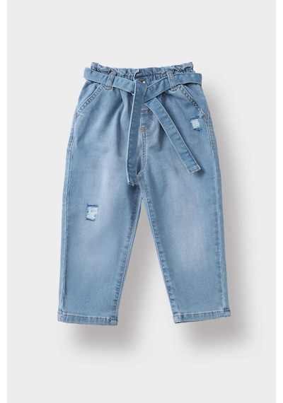 Defacto Paperbag Düz Paça Jean Pantolon Kız Bebek D1532A524AU Mavi