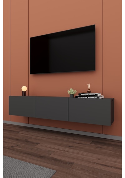 Asra Trend Tv Ünitesi Tv Sehpası T-27 %100 MDF Duvara Monte Askılı Ünite Antrasit