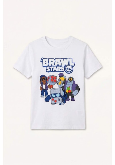 Defacto Brawl Stars Kısa Kollu Üst Şort Alt 2li Pijama Takımı Erkek Çocuk H3540a826smwt34 Beyaz-wt34