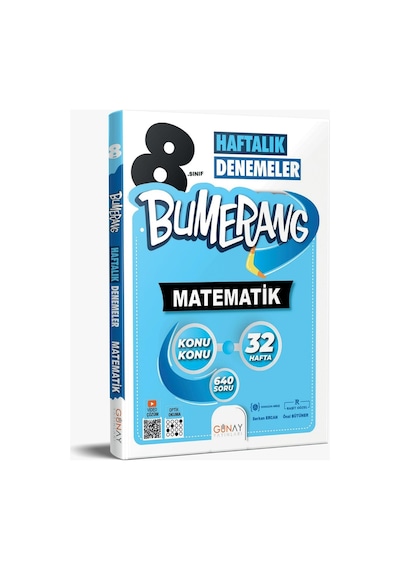 Günay Yayıncılık 8. Sınıf Bumerang Matematik 32 Haftalık Denemeler Güncel Müfredat