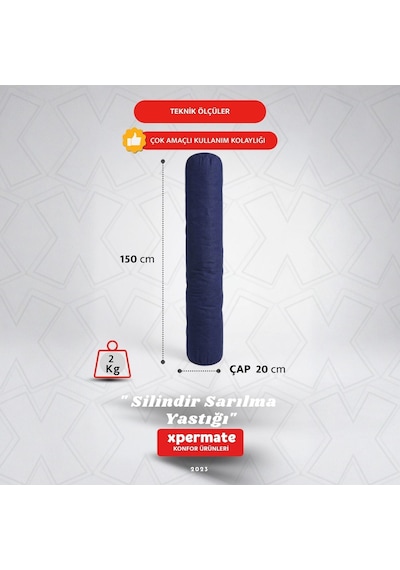 Xpermate Sarılma Yastığı Bacak Arası Yastığı Silindir 150cm Laciv