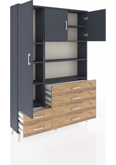 Arges Dolap 8 Raflı 6 Çekmeceli 3 Kapaklı 132x30x195 Antrasit-antrasit/çam Antrasıt/atlas Çam Arges Dolap 8 Raflı 6 Çekmeceli 3 Kapaklı 132x30x195 Antrasit-antrasit/çam Antrasıt/atlas Çam