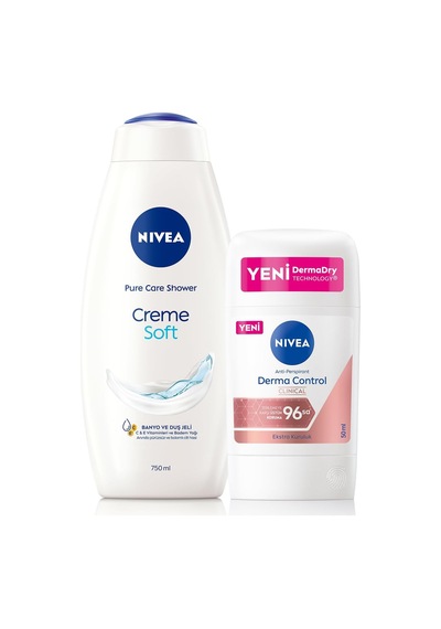 Creme Soft Duş Jeli 750ml Ve Stick Deodorant Derma Control Clinical 50ml, 96 Saat Anti-perspirant Diğer