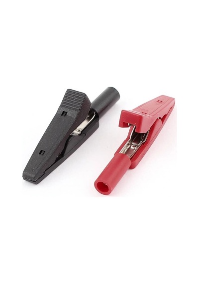 Ic-243d 2mm Banana Jak Girişli Krokodil Timsah Ağzı Siyah-kırmızı Set