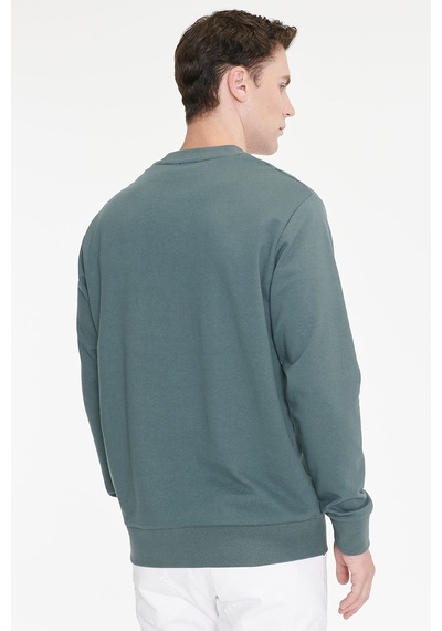 Ac&Co / Altınyıldız Classics Erkek Yesıl Pamuklu Standart Fit Normal Kesim 2 İplik Bisiklet Yaka Sweatshirt Yeşil