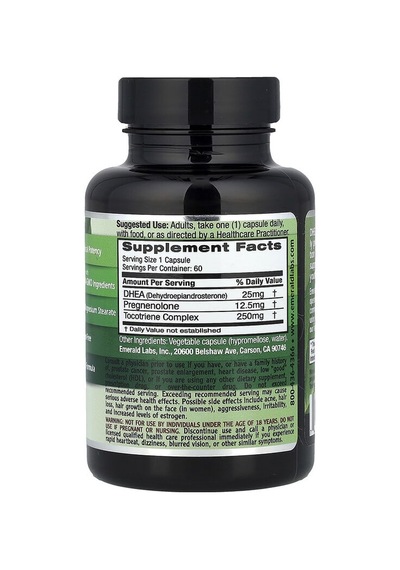 Emerald Laboratories, Dhea + Pregnenolone, 60 Vegetable Caps