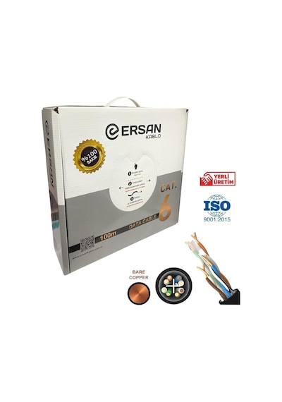 Ersan Kablo 23awg Bakır Cat6 Outdoor Dış Ortam Kablo 100mt Siyah 93310302