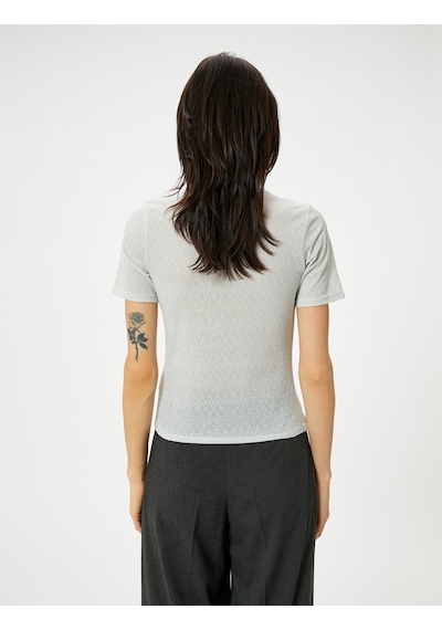 Koton Ajurlu Tişört Kısa Kollu Bisiklet Yaka Slim Fit Gümüş 4sak60016uk Gümüş Koton Ajurlu Tişört Kısa Kollu Bisiklet Yaka Slim Fit Gümüş 4sak60016uk Gümüş