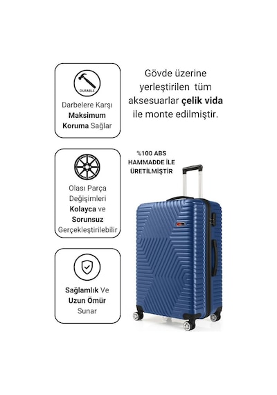 G&d Polo Suitcase Abs Orta Ve Büyük Boy Çivit Mavi 2'li Valiz Seti 600.05-b Mavi
