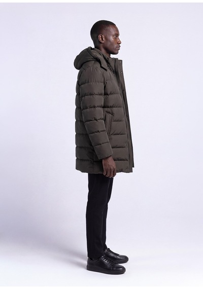 Dufy Erkek Slim Fit Kapüşonlu Haki Mont-18154