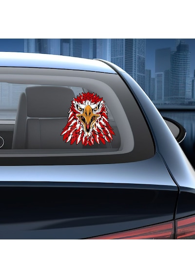 Türk Kartalı Sticker, Kartal Başı, Kırmızı Beyaz Kartal Sticker, Beşiktaş Sticker 00944 40x40 Cm