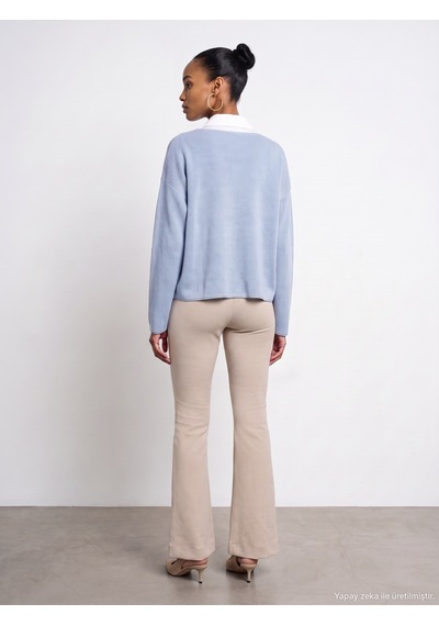 Dilvin 73037 Fermuar Detaylı Flare Pantalon Koyu Taş