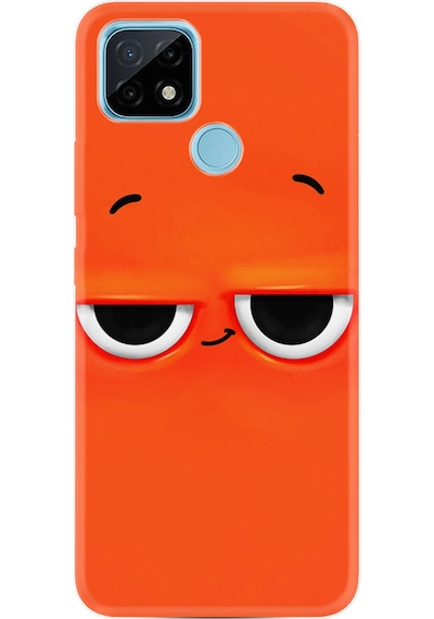 Realme C11 2021 Kılıf Resimli Desenli Silikon Platinium Series Orange 1830