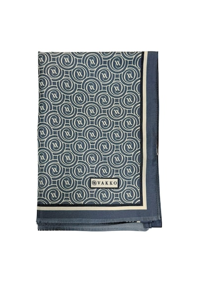 Vakko Twill İpek Şal - Helezon Monogram - İndigo