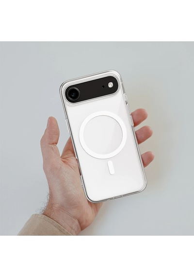 Apple Uyumlu iPhone 17 Air Kılıf Magsafe Özellikli Şeffaf Silikon Kapak Şeffaf
