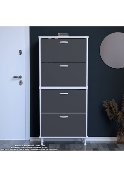 Modilayn Umay' 2 Li Antre Hol 72 X 168 X 25,5 Cm Lik 4 Düşer Kapak 8 Göz Bölmeli Ayakkabılık Beyaz-antrasit Modilayn Umay' 2 Li Antre Hol 72 X 168 X 25,5 Cm Lik 4 Düşer Kapak 8 Göz Bölmeli Ayakkabılık Beyaz-antrasit