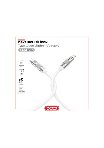 Nb-q228a 27w Pd Gan Hızlı Şarj Kablosu Type-c To Lightning Silikon Çinko Alaşım Dayanıklı 1.2m