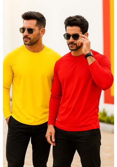 Rich Erkek Sarı-kırmızı 2'li Paket Basic Uzun Kollu Body Sarı-kırmızı