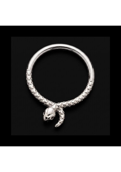 Yüksek Kalite G23 Titanium Yılan Titanyum 10mm X 1.2mm Kilitli Halka Piercing Gümüş