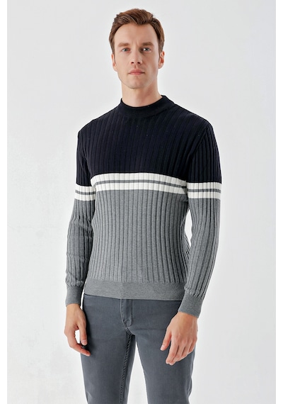 Morven Erkek Grimel Trend Panolu Bato Yaka Dynamic Fit Rahat Kesim Triko 24kc017013102 Gri