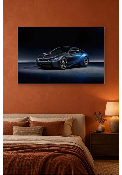 Fida Lacivert Stüdyo Işığında Bmw İ8 Canvas Tablo