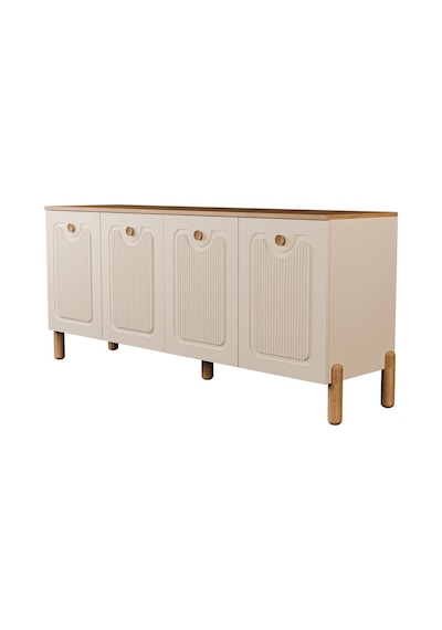 1740 Napoli 180 Cm Membran Mdf Kapaklı Bohem Konsol Sepet - Beyaz Beyaz - Meşe