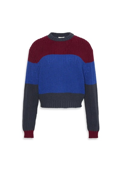 Calvin Klein Chunky Stripe Crew Lacivert Kadın Kazak