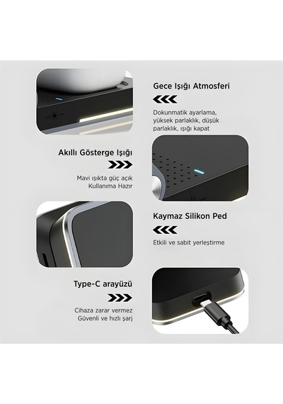 Bix BXMW5 15W Telefon Tws Kulaklık Saat İçin Kablosuz Şarj Cihazı