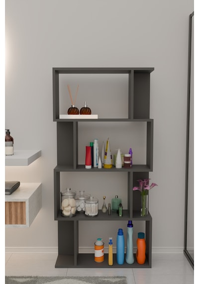 Scala 4 Raflı Banyo Dolabı Banyo Rafı Çok Amaçlı Dolap-antrasit Antrasit