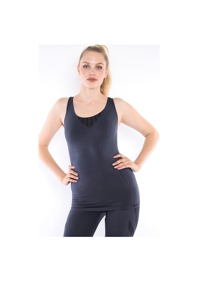 Escetic Kadın Spor Orta Gri Atlet, Ince Yumuşak Kumaş-4288