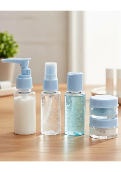 Seyahat İçin 5 Li Şeffaf Dolum Şişesi Seti 30 Ml Mavi
