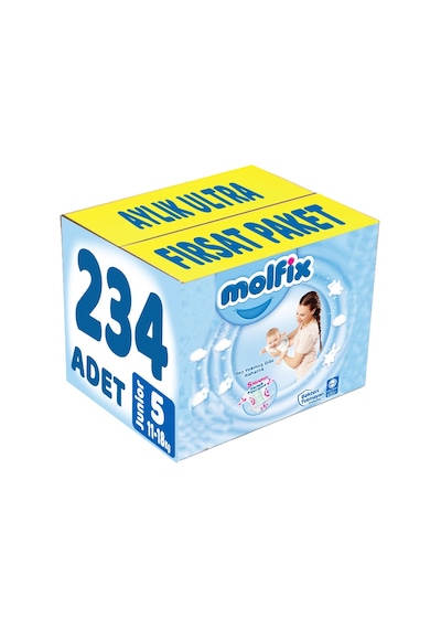Molfix Bebek Bezi 5 Numara Junior Aylık Ultra Fırsat Paketi 234 Adet 3'lü