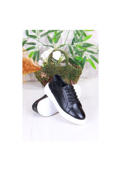 Mehmet Mete 46642 Rahat Hakiki Deri Sneaker Erkek Ayakkabı Siyah  -  Beyaz