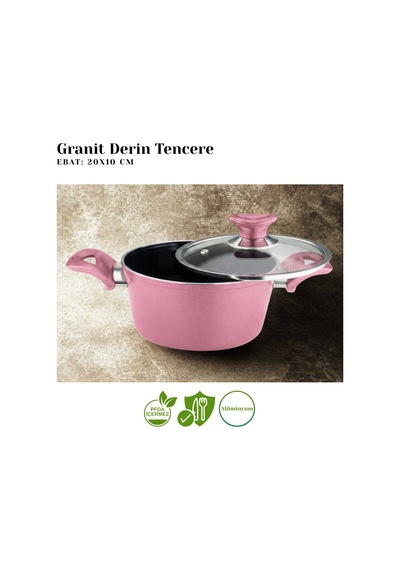 9 Parça Granit Set Cam Kapak - Mürdüm Mürdüm