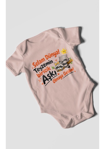 Morivokids Teyzeye Özel Kısa Kollu Bebek Body %100 Pamuk Zbn189-kk Pastel Pembe