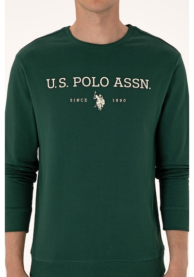 U.S. Polo Assn.  Erkek Regular Fit Bisiklet Yaka Koyu Yeşil İnce Basic Sweatshirt 50313743-VR079