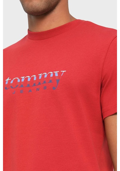 Tommy Jeans Erkek T Shirt Dm0dm22333 Xl0 Kırmızı Kirmizi