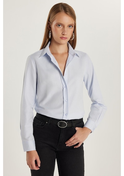 Tudors Kadın Slim Fit Dar Kesim Uzun Kollu Pamuklu Vücuda Oturan Dokulu Mavi Basic Gömlek-35318 Mavi Tudors Kadın Slim Fit Dar Kesim Uzun Kollu Pamuklu Vücuda Oturan Dokulu Mavi Basic Gömlek-35318 Mavi